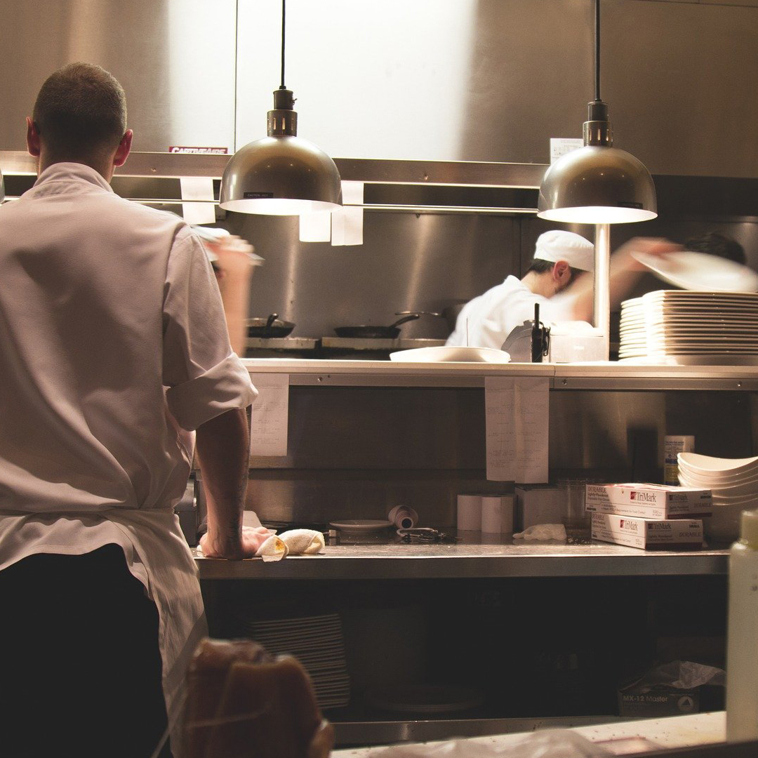 Kitchen with lots of workers